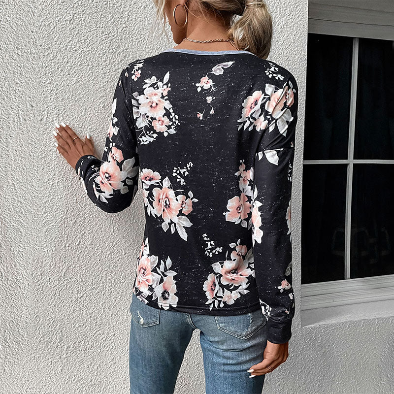 Chic Color-Block Long Sleeve Casual Autumn Sweater for Women