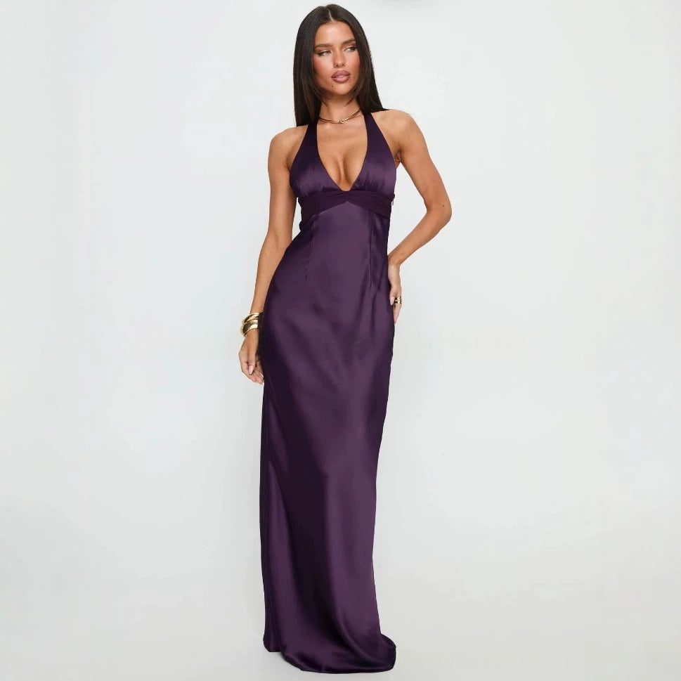 Springsummer New Sexy Deep V-neck Slim-fit Fashionable Dress