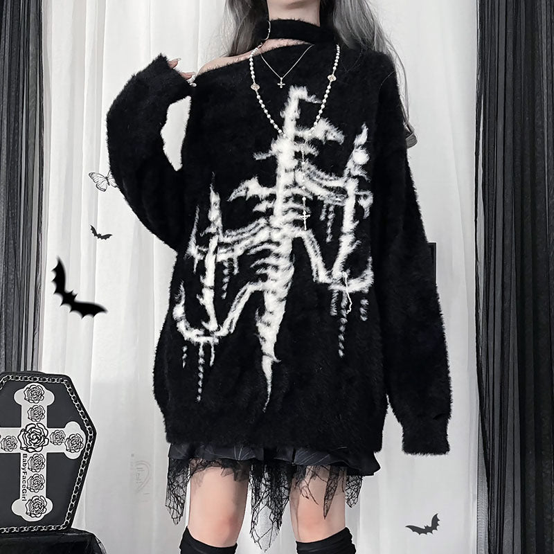 Gothic Off-the-Shoulder Loose Long Sleeve Top