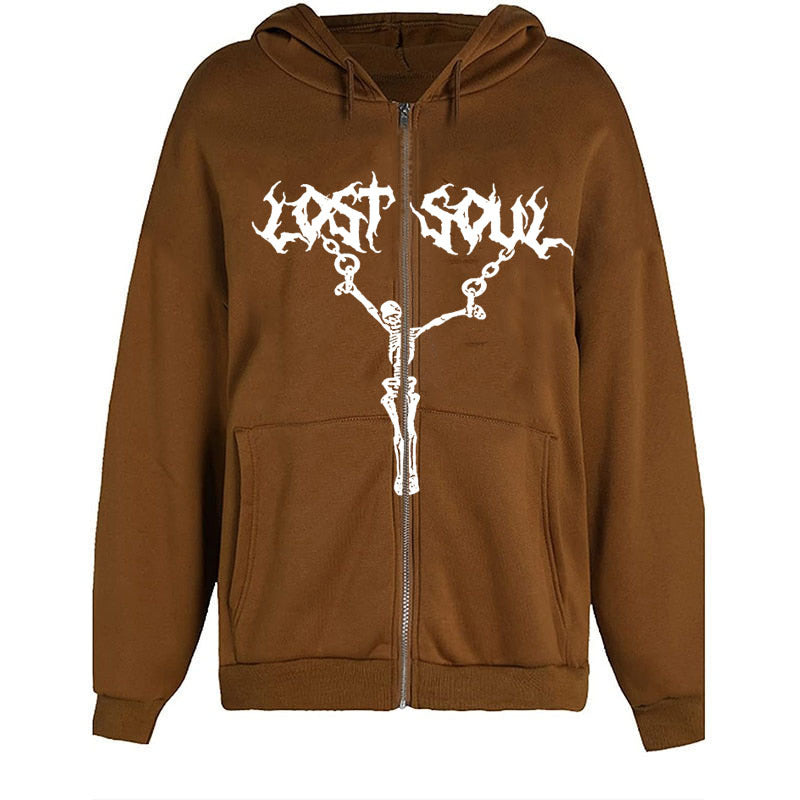 Women's Skeleton Zip-Up Streetwear Hoodie