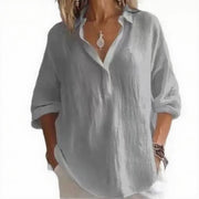Fashion Long-sleeved Lapel Pullover Shirt Casual Loose Solid Color T-shirt Tops Women's Clothing