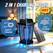 Solar Bug Zapper with Large Square Hanging Design, 3000mAh Battery, 4500V Shock, 2000 sq ft Coverage for Backyard, RV and Pond