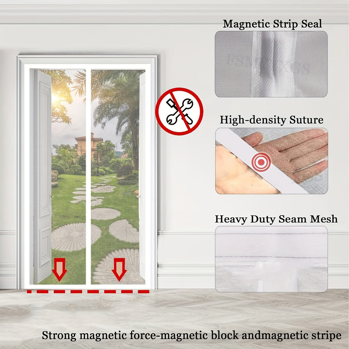 Magnetic Mosquito-proof Door Curtain, Summer Upgraded Screen Window, No Need to Drill, Mesh Curtain - Keeps Insects Out While Allowing Ventilation, Classic Style, Suitable for Bedrooms, Living Rooms