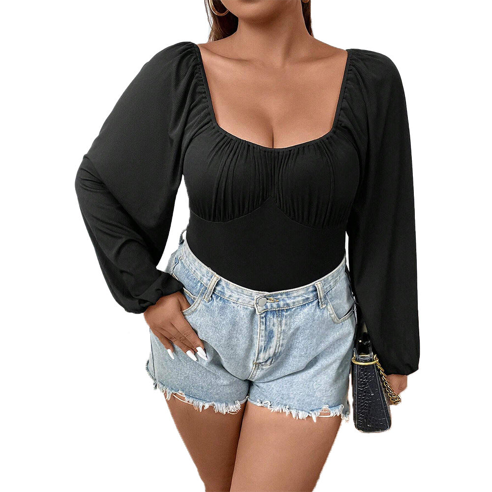 Women's Slim Puff Sleeve Ribbed Jumpsuit