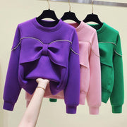 Chic Diamond Bow Pullover Sweater