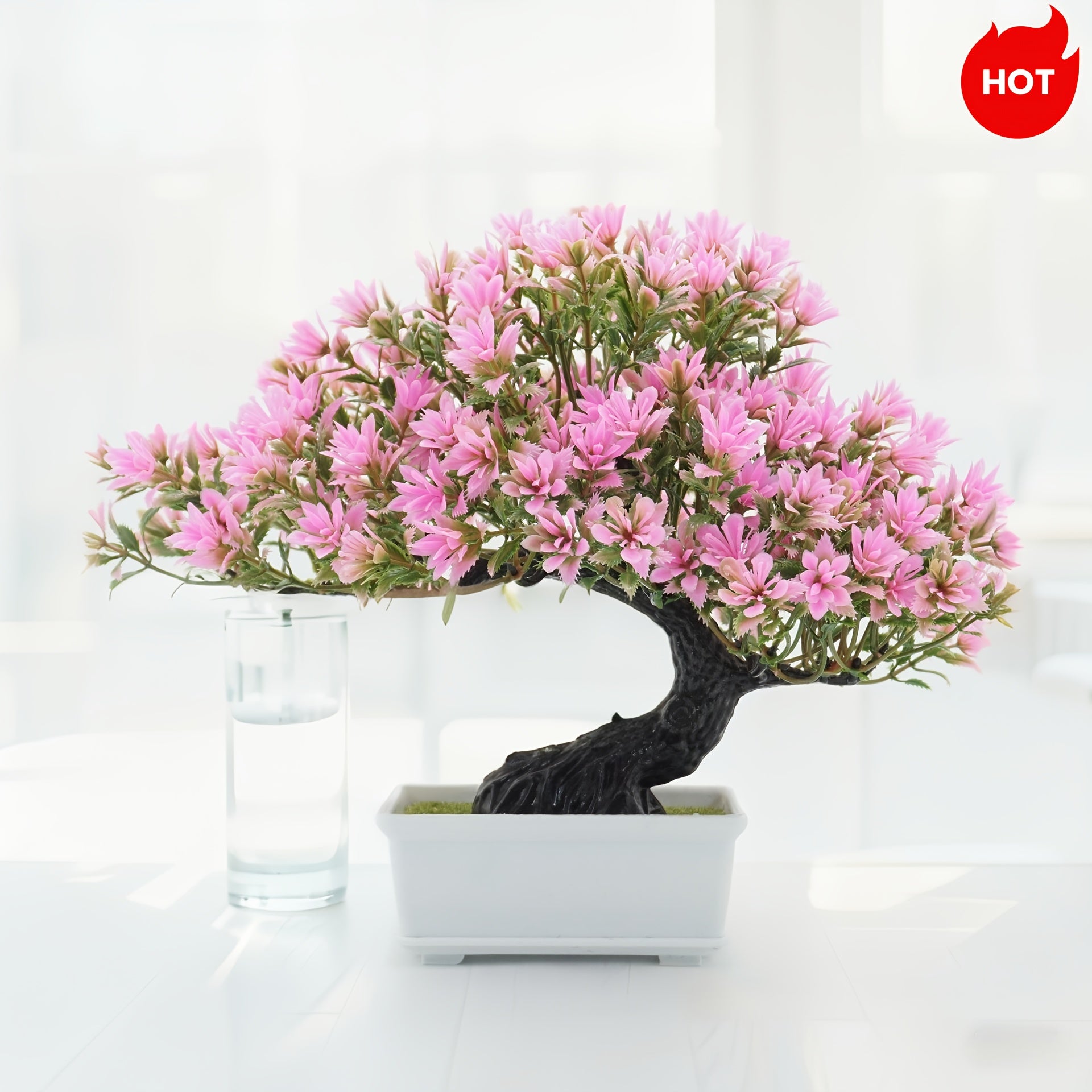 Simulated Welcome Pine Bonsai, Suitable for Desktop Decoration, Faux Plant Home Office Decor, Holiday Party Decoration (Halloween/Christmas/Valentine'S Day), Maintenance-Free