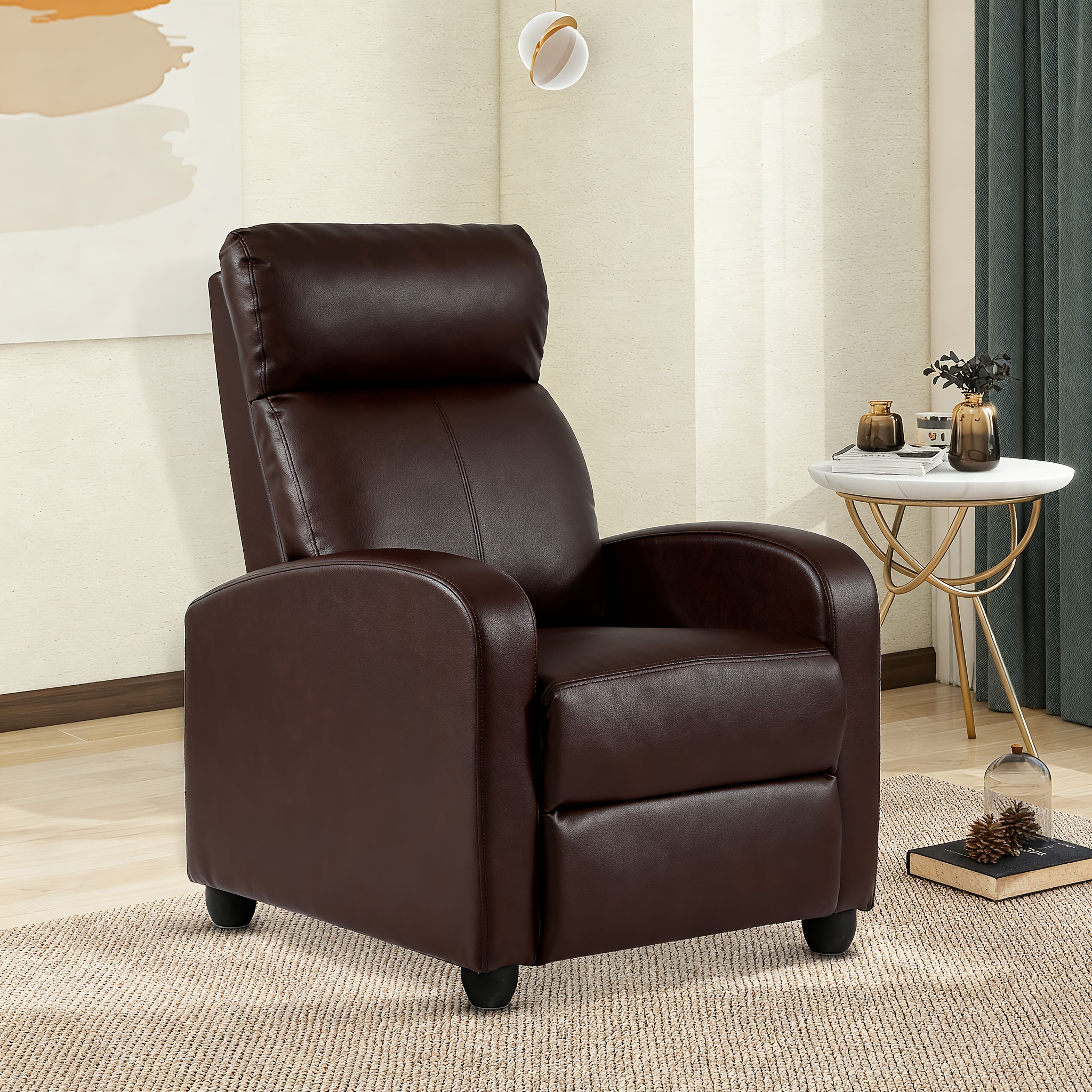 Breathable PU Leather Recliner Chair with Massage and Footrest – Single Small Sofa