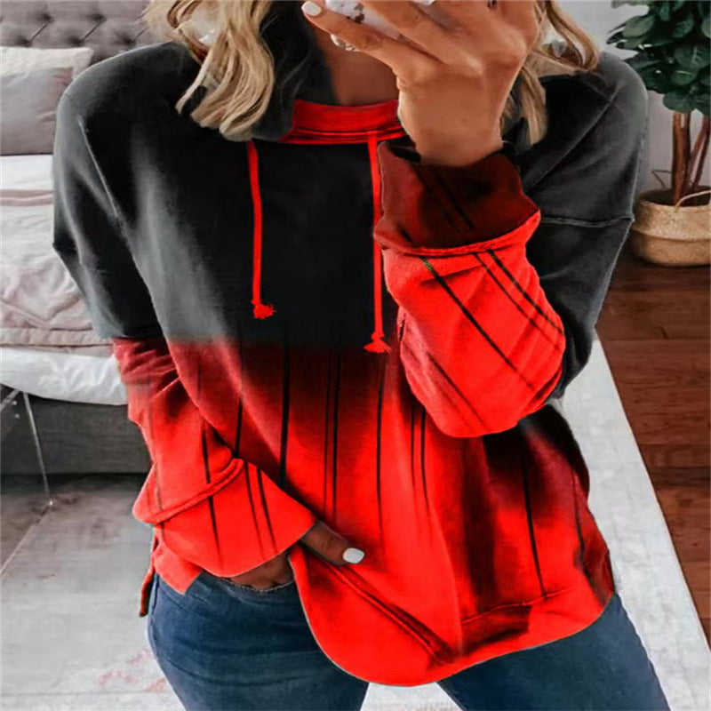 Gradient Print Loose Casual Long Sleeve Sweatshirt