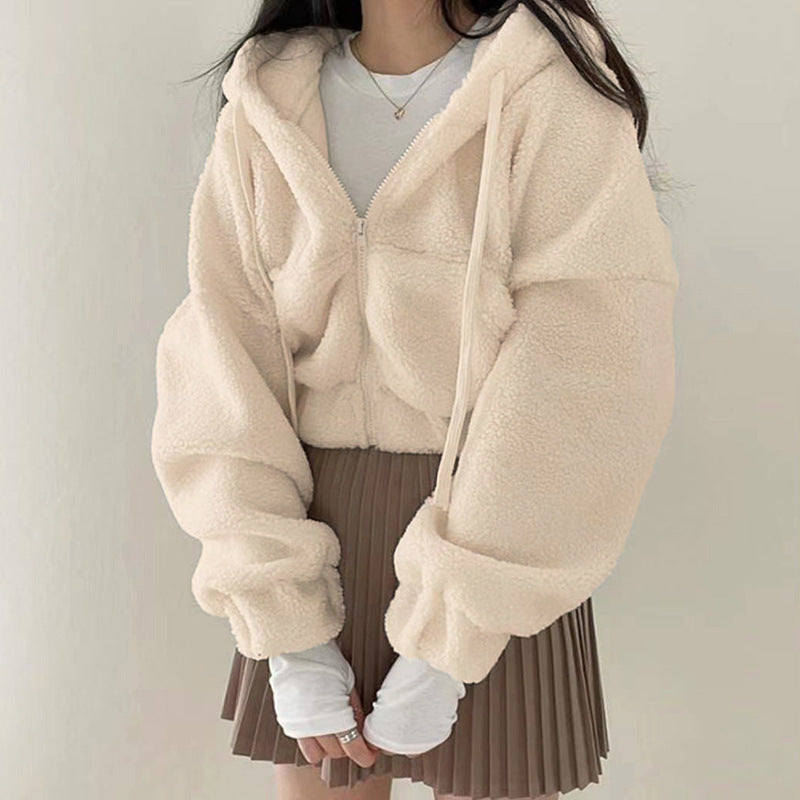 Academy Retro Solid Lamb Wool Casual Jacket Top