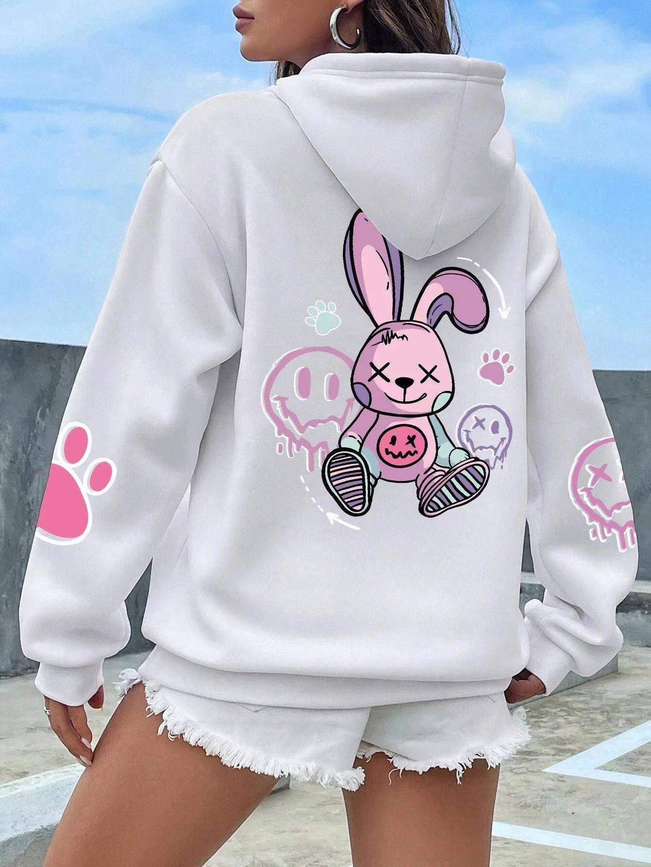 Casual Drop-Shoulder Printed Hoodie for Women