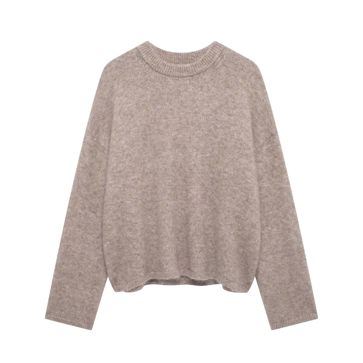 Women's Street Fashion Solid Color Round Neck Large Profile Sweater