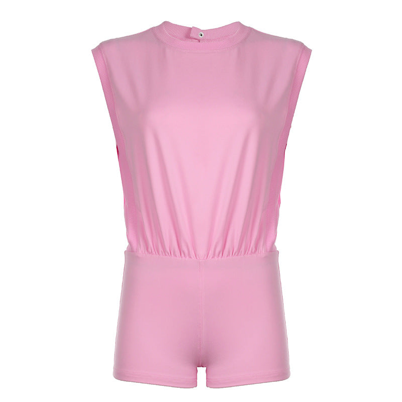 Women's Backless Hollow-Out Sleeveless Jumpsuit Set