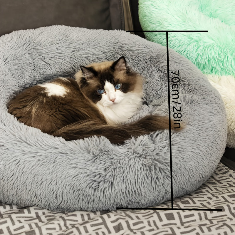Donut Pet Nest, Round Super Soft Pet Nest Mat, Suitable For Cats And Dogs And All Kinds Of Small And Medium-Sized Pets, Light Gray Pet Nest Mat Outer Diameter 50/60/70Cm, 20/23.6/27.5In Comfortable...