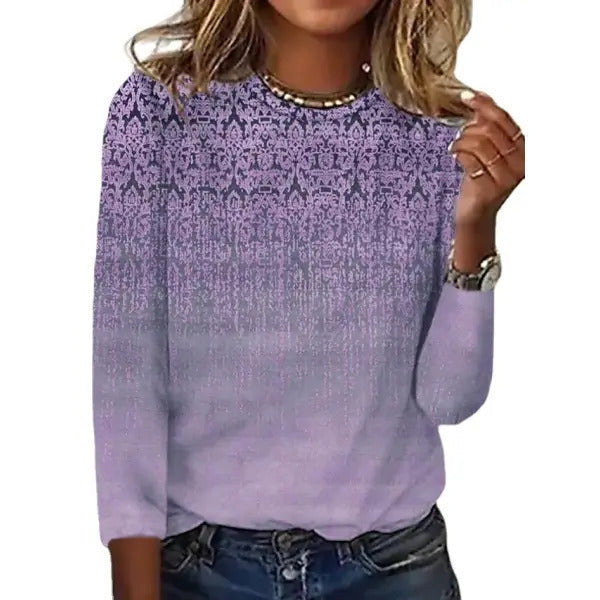 Vintage Printed Loose Round Neck T-Shirt