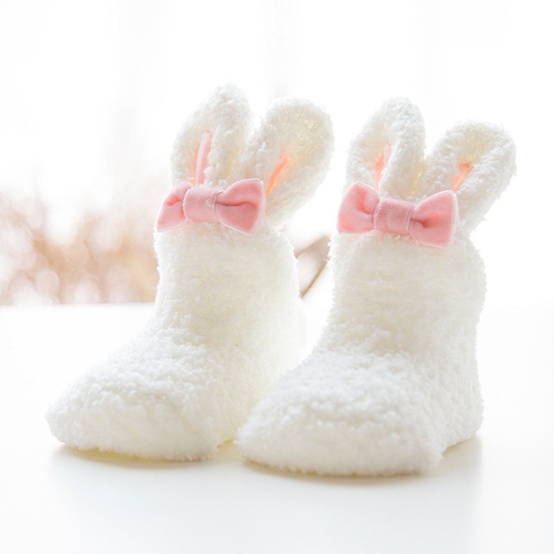 Cute Winter Baby Socks for Girls Newborn Soft Rabbit Design