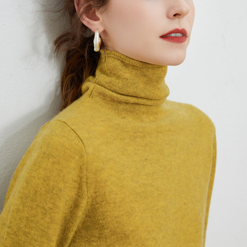 New Women's Loose-fit Ribbed Turtleneck Cropped Knit Pullover Sweater