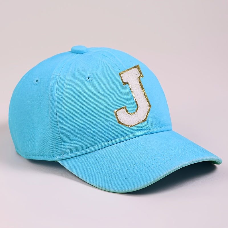 Blue Kids Baseball Cap with Alphabet Letter Decorations