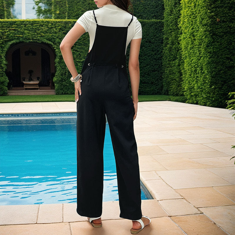 Casual Buttoned Women's Summer Suspender Jumpsuit