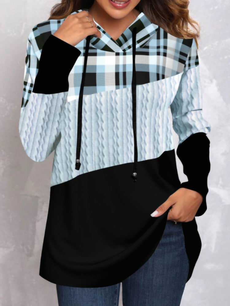 Women's Casual Hooded Digital Print Pullover Sweater