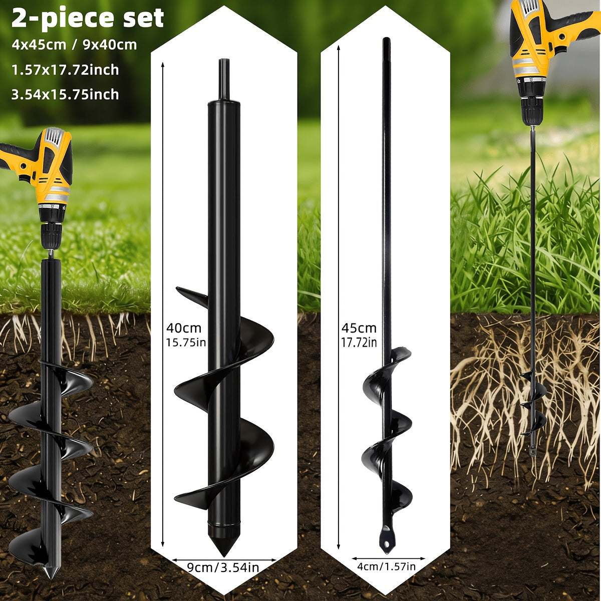 Heavy‑Duty Gardening Spiral Drill Bit – Bulb Planting Tool for Digging Holes, Squat‑Free Spiral Drilling, Multi‑Size Options