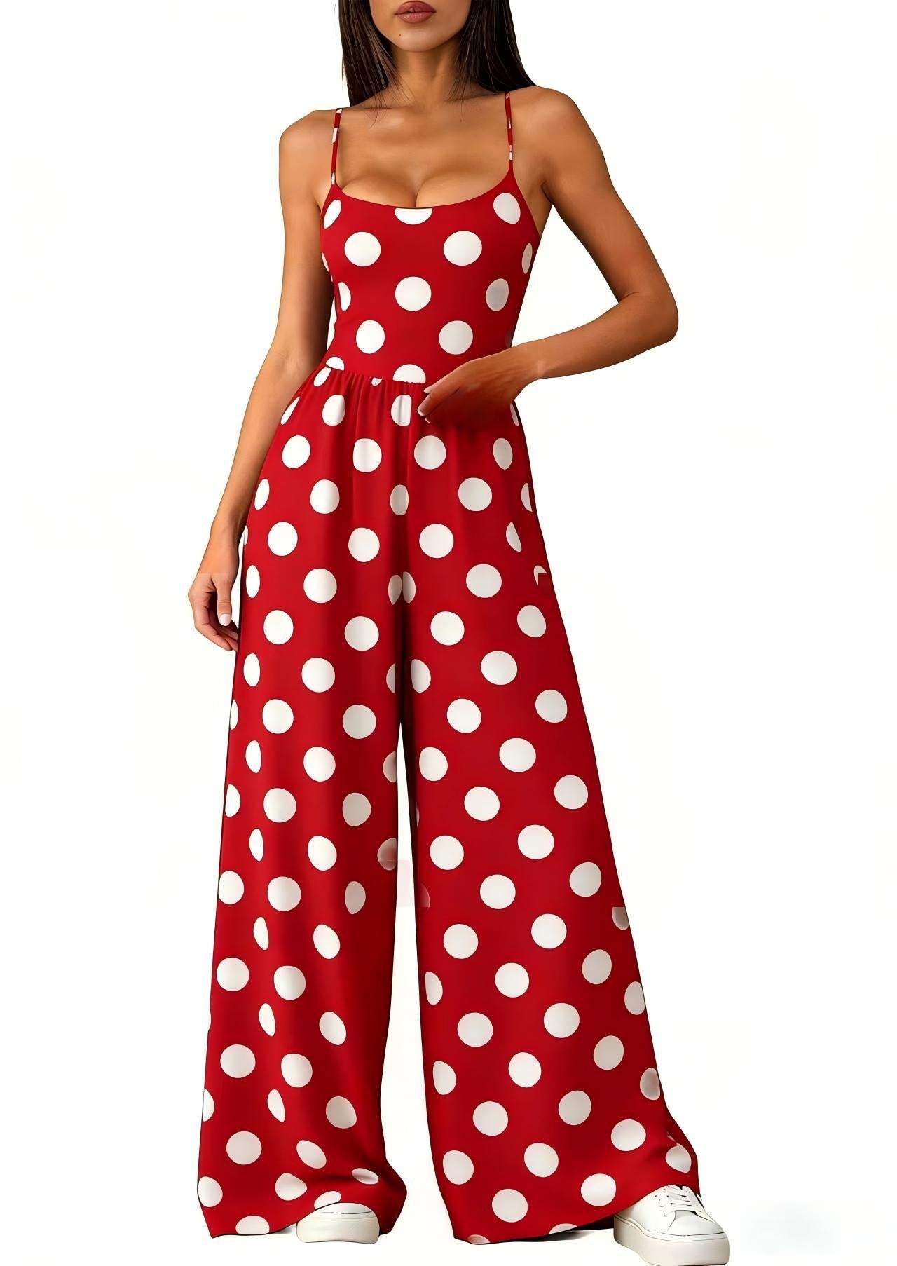 Women's Backless Strappy Printed Wide-Leg Jumpsuit