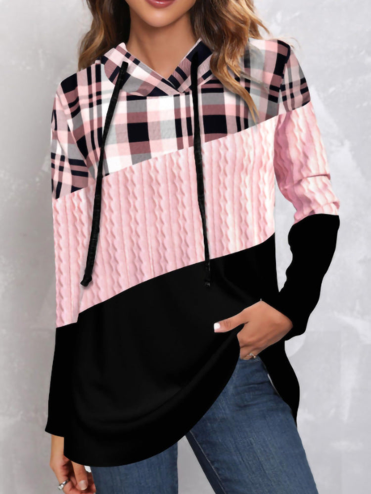 Women's Casual Hooded Digital Print Pullover Sweater