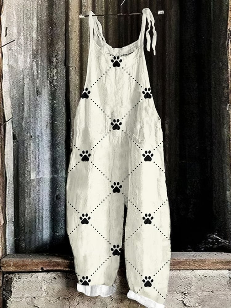 Retro Animal Print Sleeveless Women's Jumpsuit