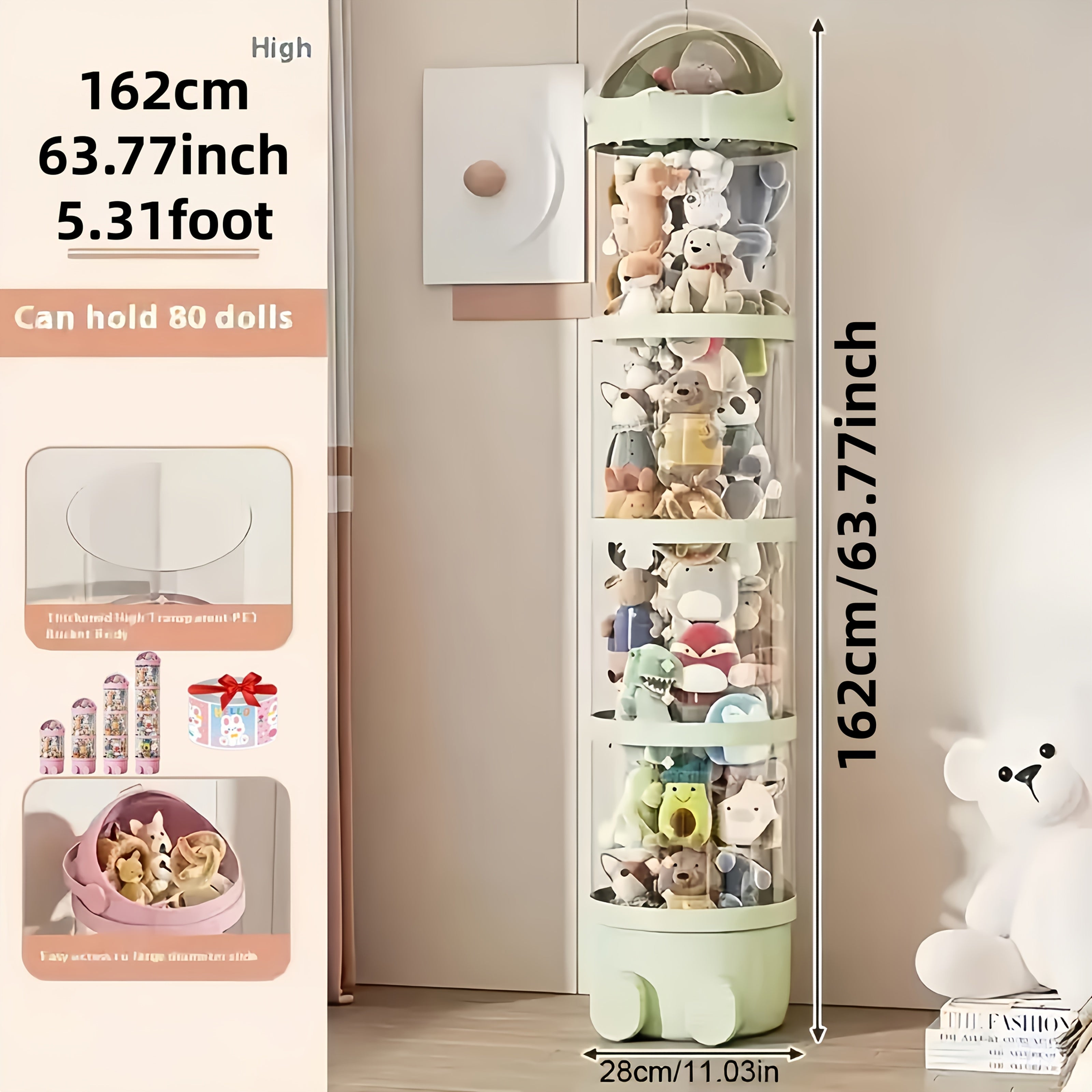[Mother's Day Gift] Four-Layer Transparent Large-Capacity Plastic Storage Bucket, Plush Zoo Animal House, High-Profile Transparent Storage Bucket, Keeps Animal Tidy, Suitable for Dollhouse Bedroom And Living Room Decor, Perfect Gift for Mother's Day