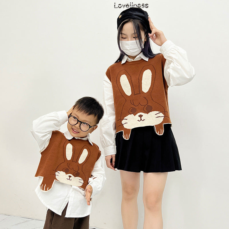 Matching Cute Knit Parent-Child Vest
