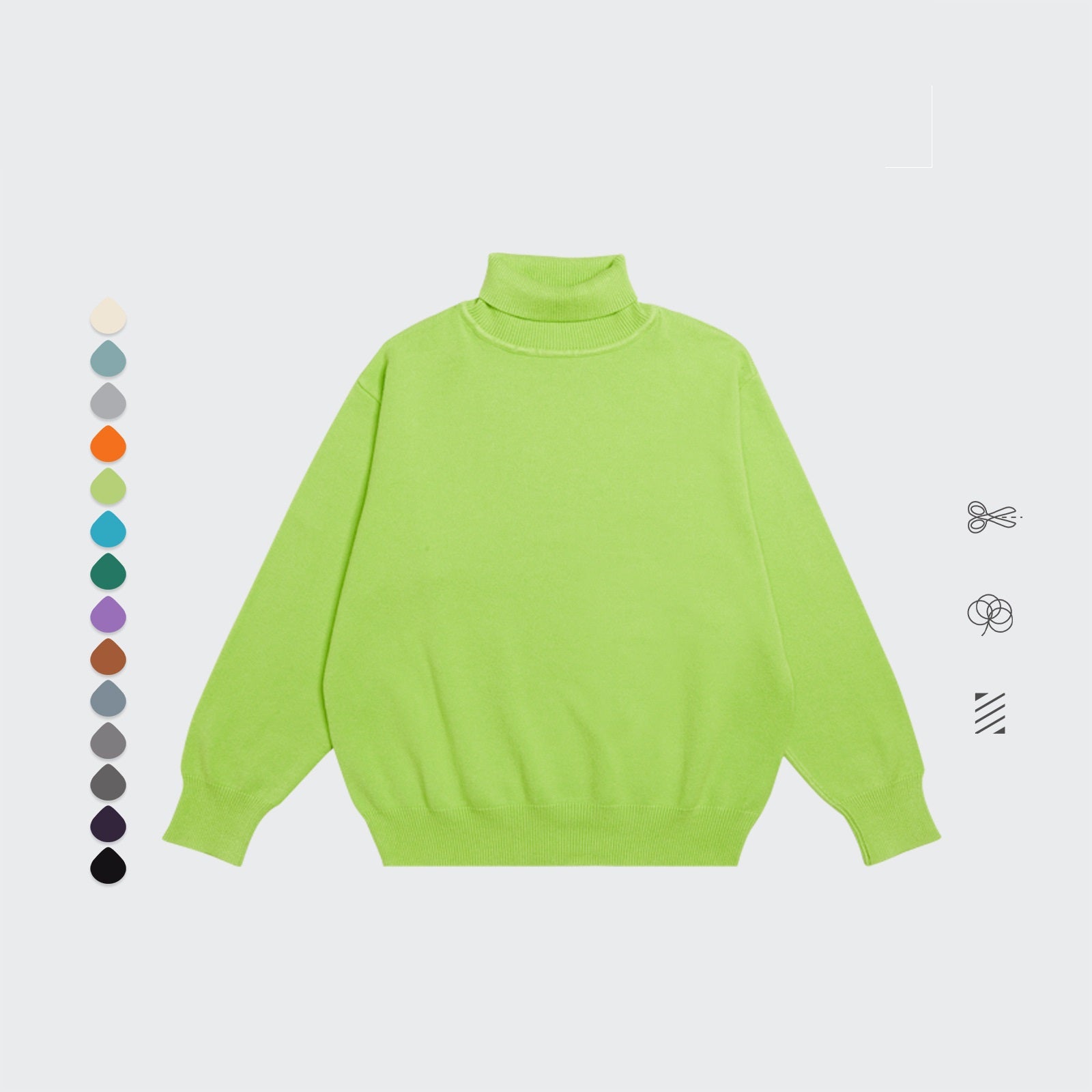 Core Spun Loose High Neck Sweater Solid Color Knitwear