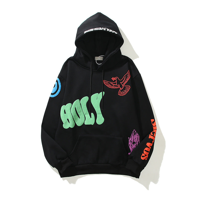 3D Foam Graffiti Print Streetwear Hoodie for Women