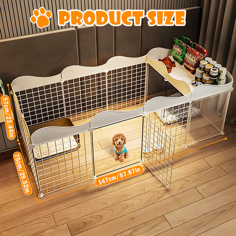 MOZEAT LENS Heavy-Duty Metal Multi-Functional Indoor/Outdoor Dog Playpen with Adjustable Height & Spacious Design - Foldable & Portable Pet Fence with Non-Slip Base, Escape-Proof