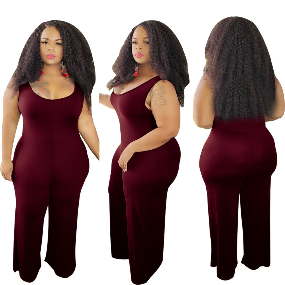 Round Neck Sleeveless Wide Leg Pants One-piece Nightclub Uniforms