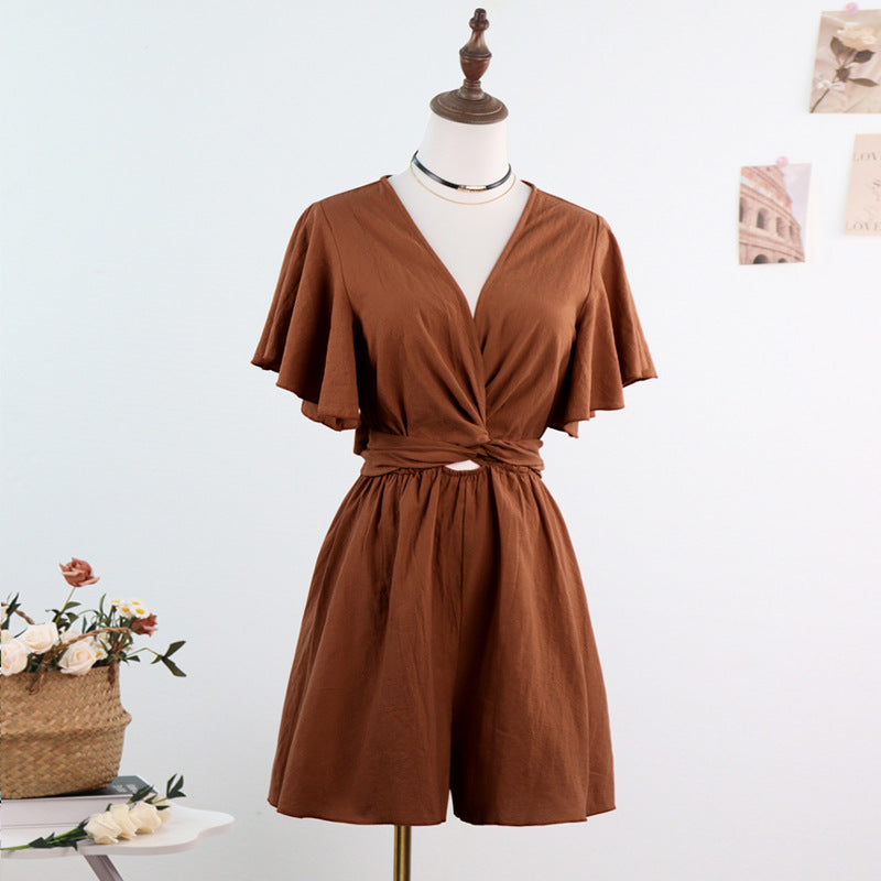 European And American Style Elegant Commuter V-Neck Jumpsuit