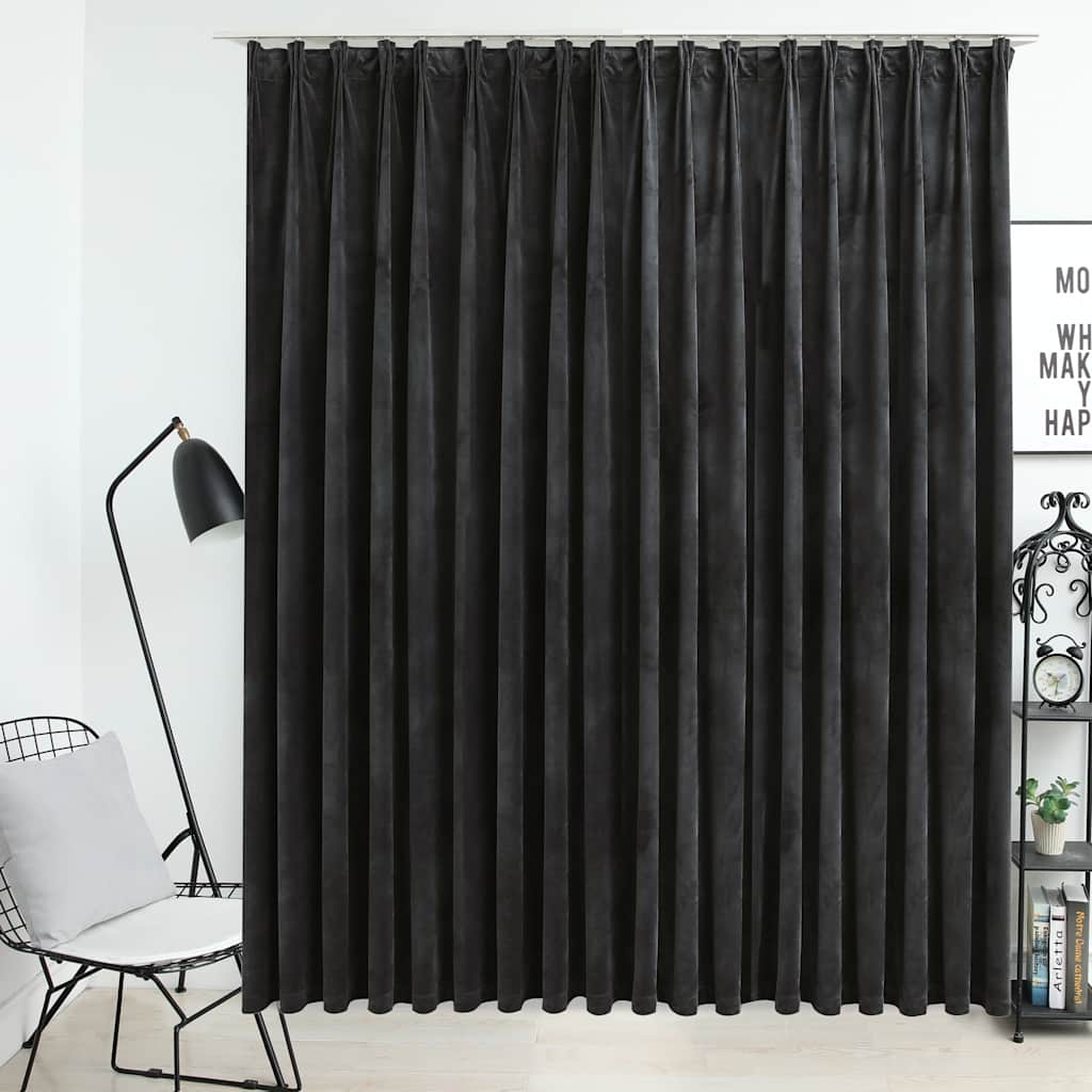 Blackout Curtain with Hooks, Velvet; Blackout Curtain with