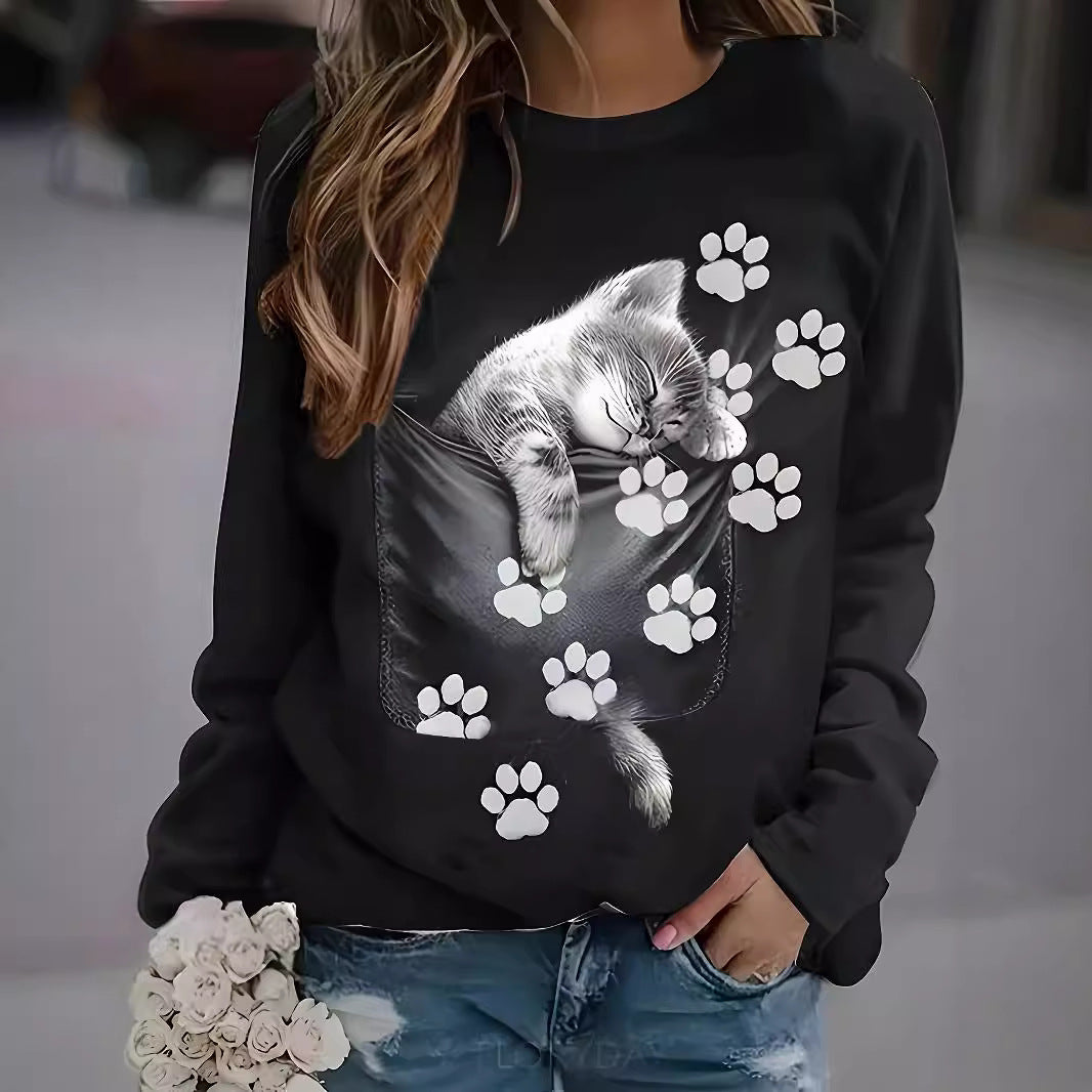 Plus Size 3D Print Long Sleeve Casual Sweatshirt