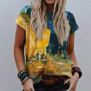 Women's Loose-Fit Casual Print Tee – Fresh 3D Pattern