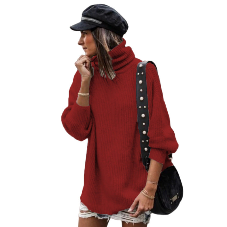 European and American Pullover Mid-length Women's Sweater Dress