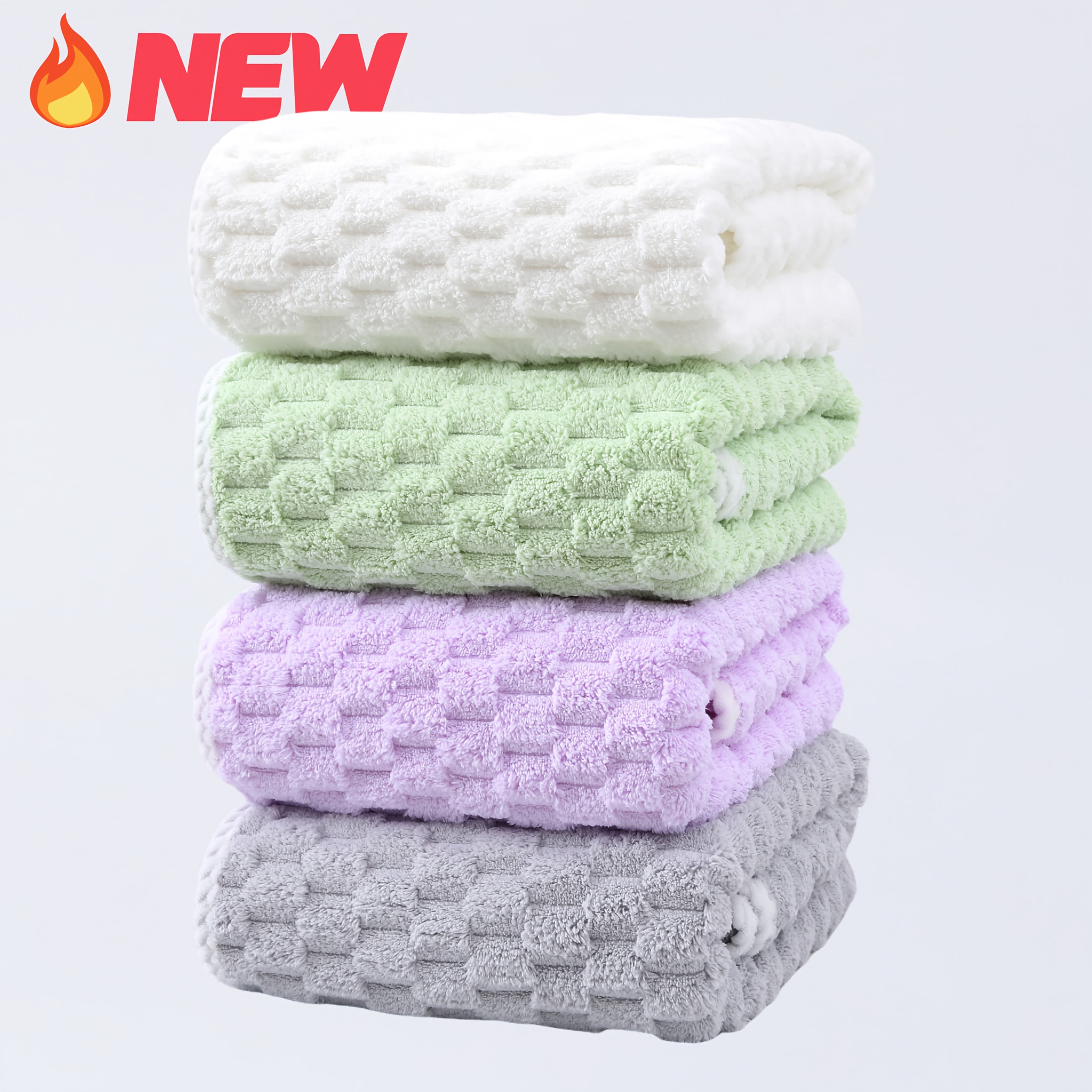 Pack Of 4 Waffled Super Soft Woven Bath Towels