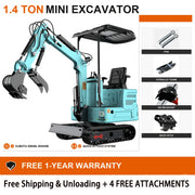 1.4‑Ton Mini Excavator with Diesel Engine, Twin‑Cylinder, Hydraulic Thumb Chuck