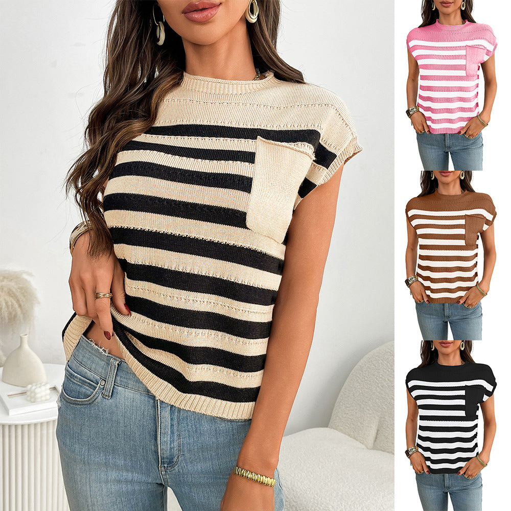 Striped Plaid Short Sleeve Shirt – Chic & Comfortable