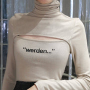 Letter-print Slim-fit Bottoming Shirt