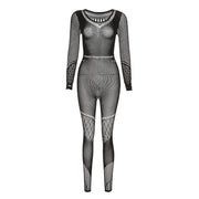 Women's Mesh See-Through High Waist Jumpsuit