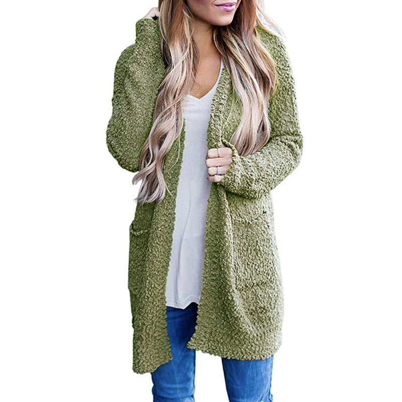 Cozy Fleece Double-Pocket Knit Cardigan Sweater
