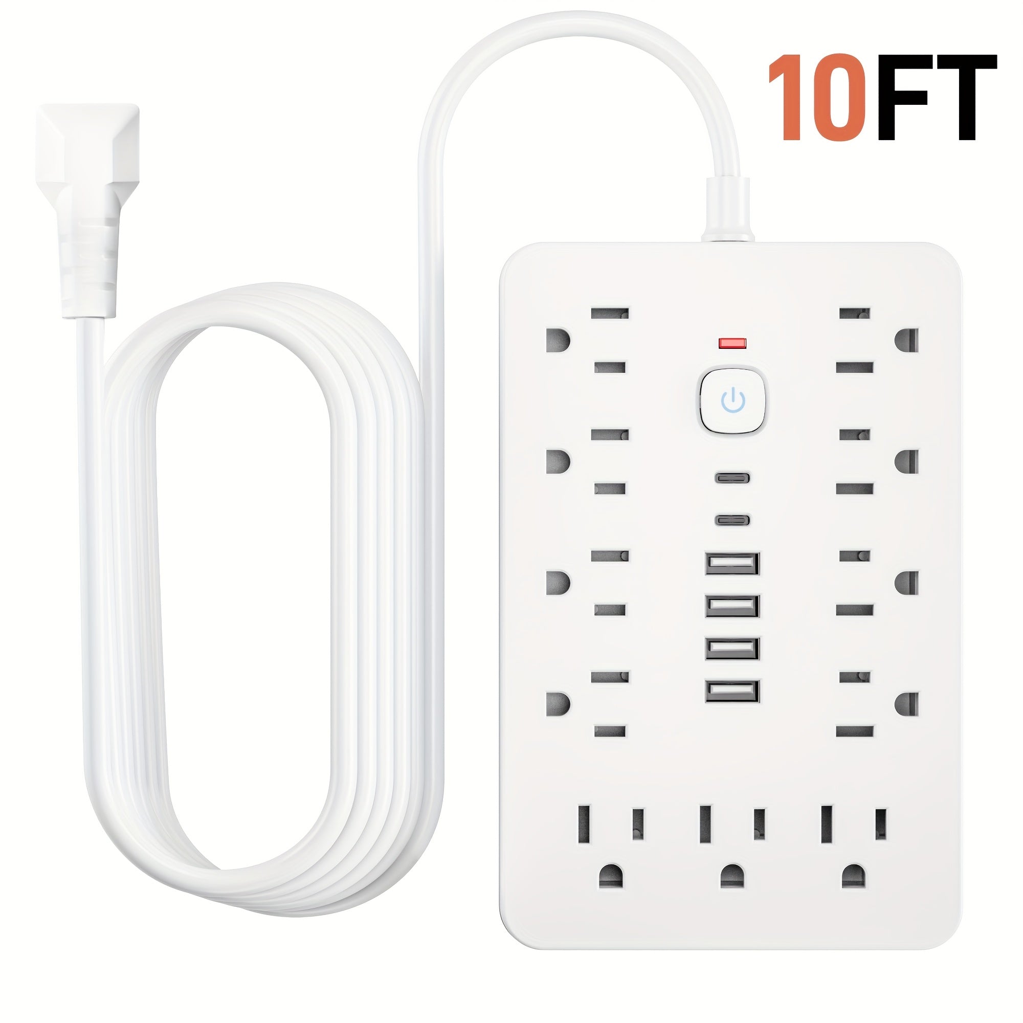 17‑In‑1 Surge Protector Power Strip with 11 AC Outlets, 4 USB‑A, 2 USB‑C Ports and 5 ft/10 ft Extension Cord