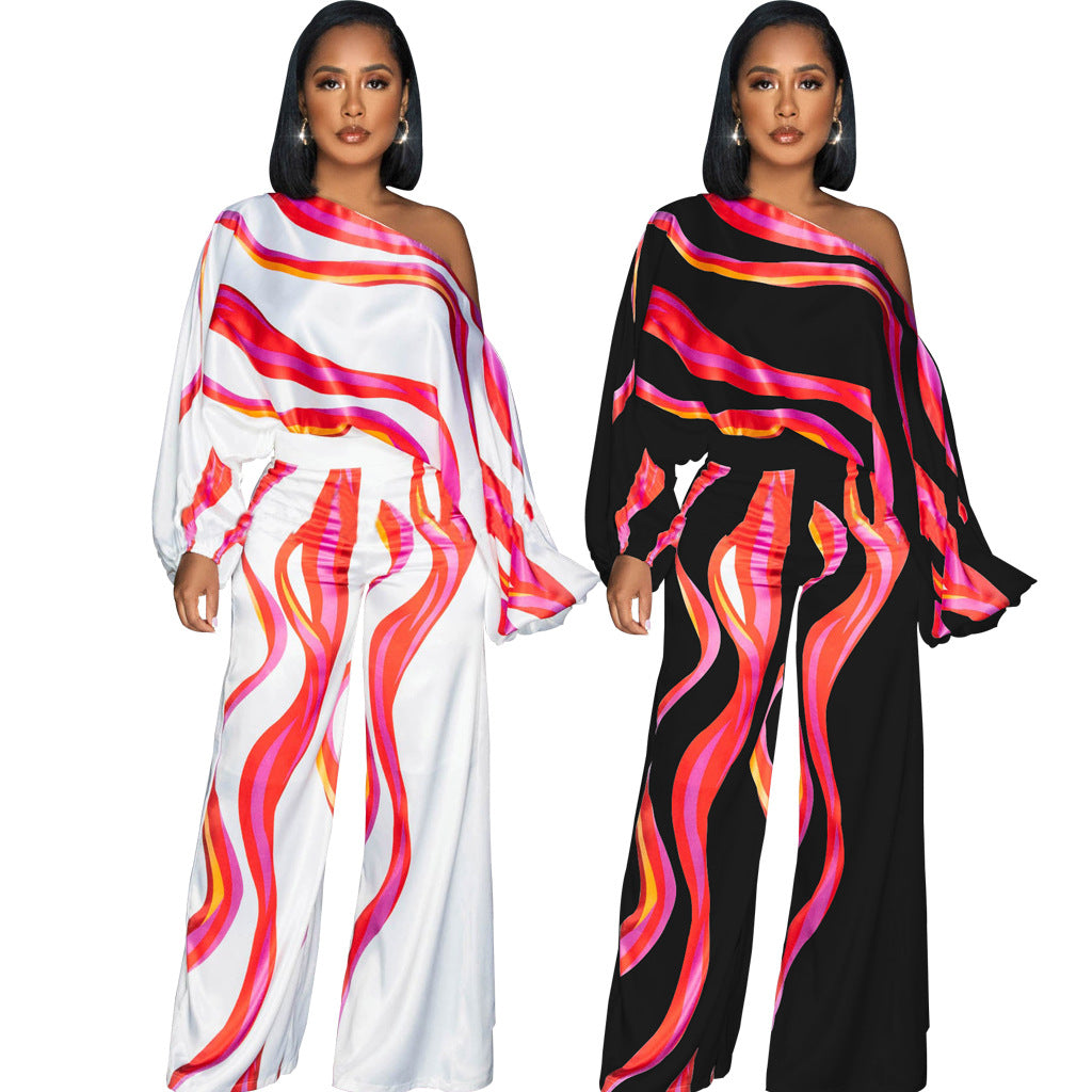 Stylish Womens Wide-leg Jumpsuit With A Single-shoulder