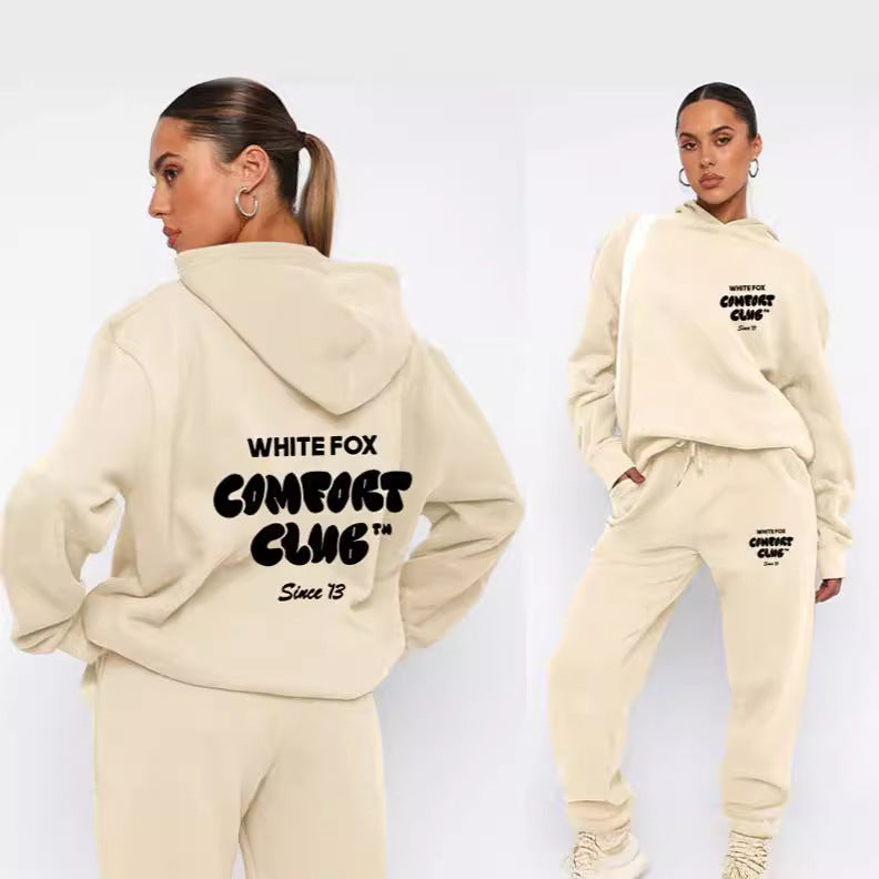 Women's Letter Print Hoodie & Trousers Set