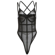 Women's Sexy V-Neck See-Through Strap Romper Jumpsuit