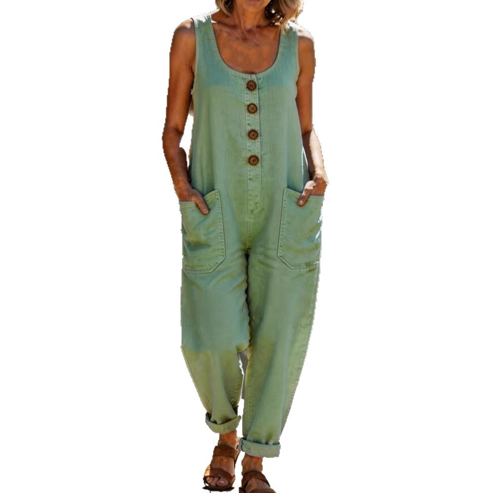 Women's Casual Sleeveless Loose Jumpsuit