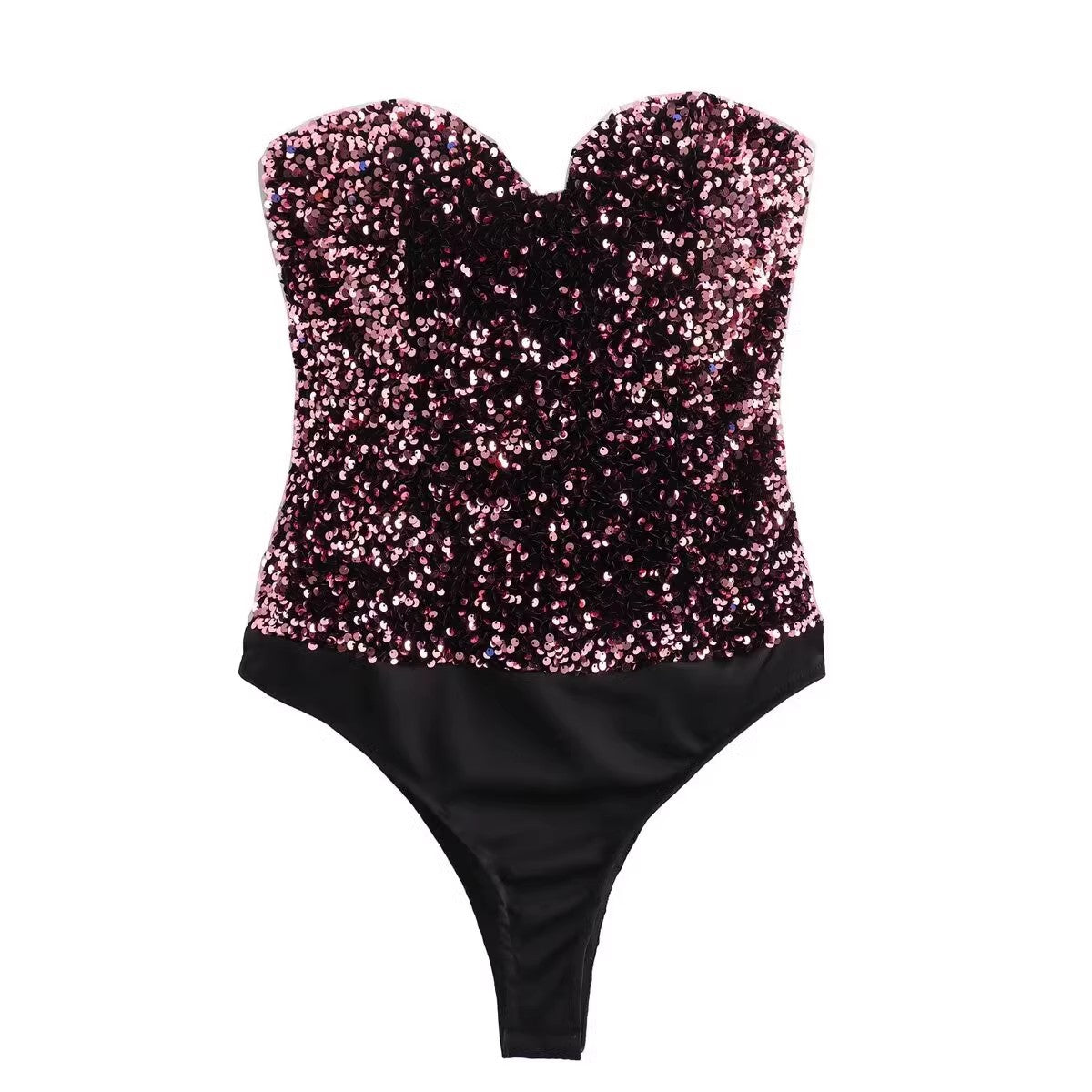 Women's Fashion Tube Top Sequins Jumpsuit